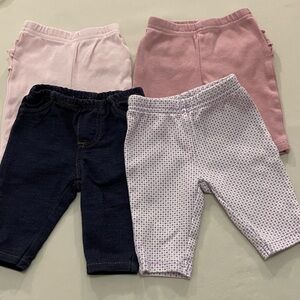 Carter's Kids Leggings Set - Light Pink, Dark Pink, Navy, White Pattern